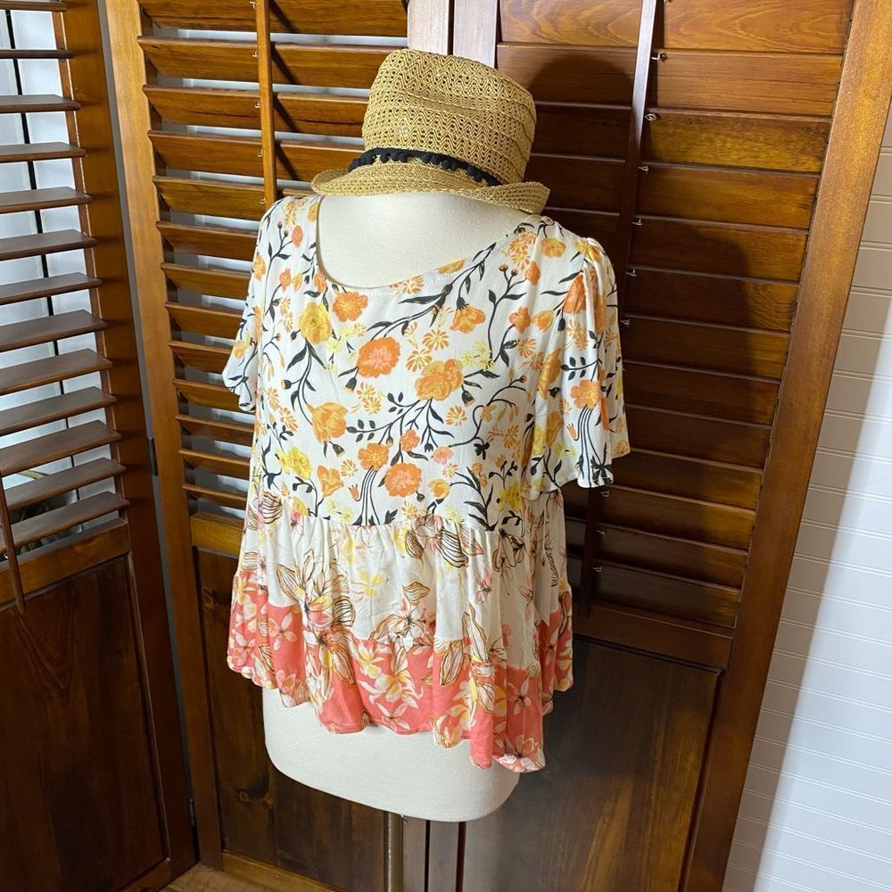Coco + Jaimeson Bali Floral Babydoll Blouse NEW Boho Fairycore Festival